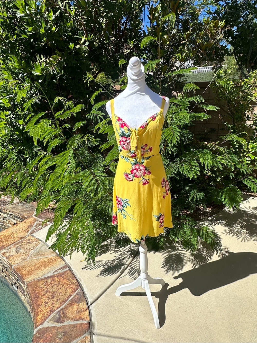 Socialite Yellow Floral Tie-Front Dress with Pink Accents